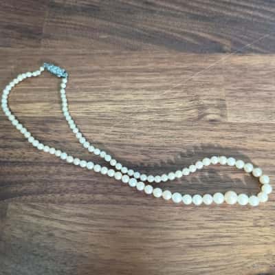 Pearly Necklace with Clasp Stamped 'Sterling Silver'