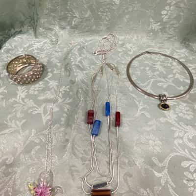 Silver-tone Necklace/ Bangle Bundle