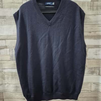  Mens Size XXXL Pure Merino Wool Sweater Vest Blue 