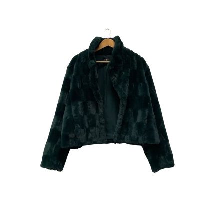 Sportsgirl Womens  Size 18 Faux Fur/Cropped Jacket Dark Green 