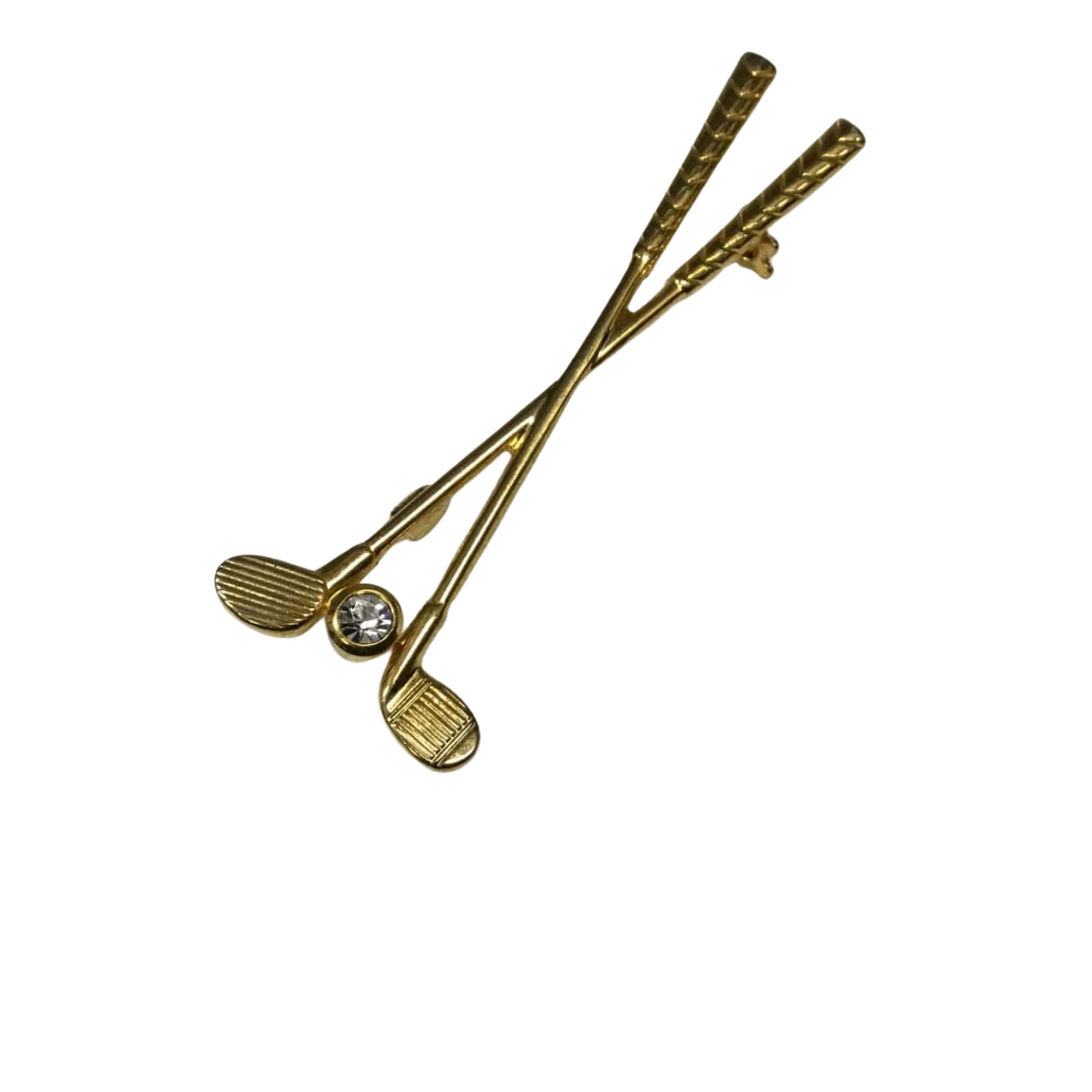 Vintage Gold Tone Golf Clubs with Crystal Approx 5.5 x 2 cm
