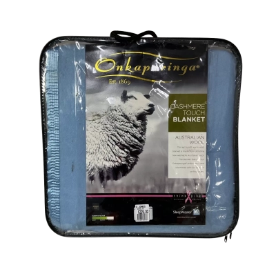Onkaparinga Blue Cashmere Touch Single Bed Blanket