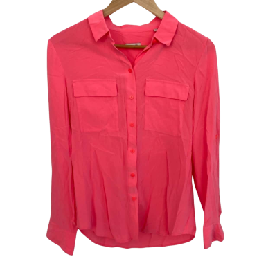 Marcs Womens  Silk Size 8 Button Up Top / Long Sleeve Top Pink  