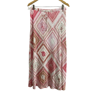 Just Jeans Womens  Size 10 Linen Blend Skirt Pink Pattern