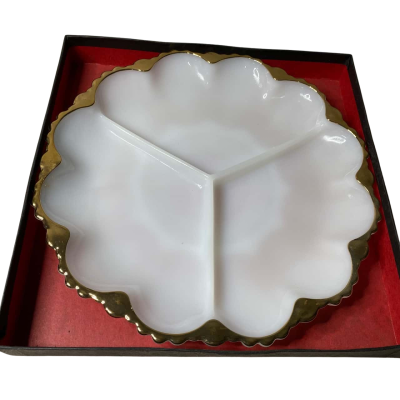 Anchor Hocking 3 Part Milk Glass Plate