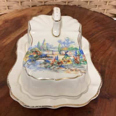 Vintage Lancaster & Sandland Ware butter or cheese dish "In an Old World Garden" Collectable wedding Hightea houseware England Birthday Gift