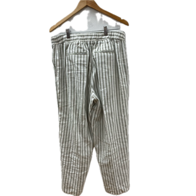 Sportscraft Womens  Size 14 Wide Leg Pants Beige / Green / Pinstriped 