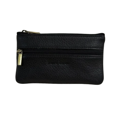 Pierre Cardin Black Leather Zip Wallet / Coin/Key Pouch Holder