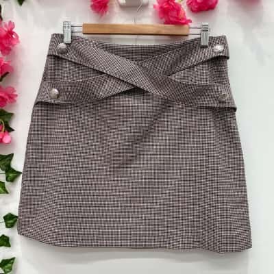 Portmans Womens Mini Skirt Size 12 Beige / Black  / Pattern 