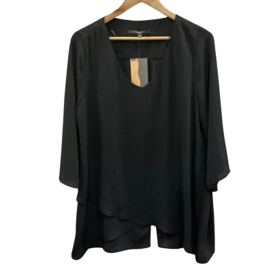 Liz Jordan Womens  Size 14 V-Neck Top Black  