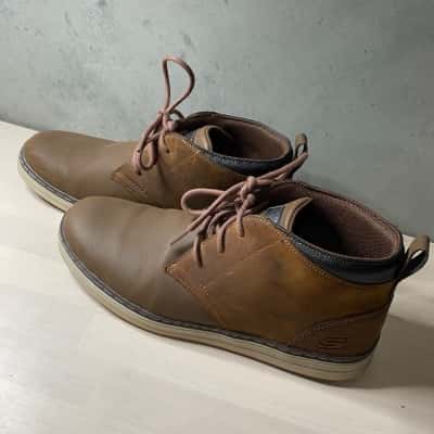 Skechers Brown Leather Lace Up Shoes Size 43
