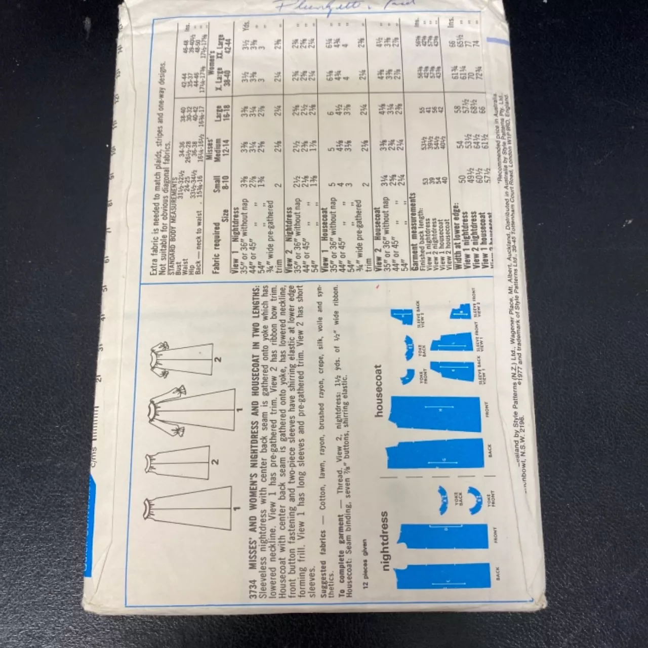 Vintage Sewing Pattern: Style 3734