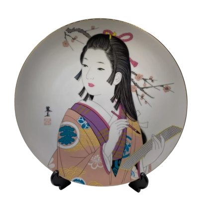 Vintage Japanese Geisha porcelain plate