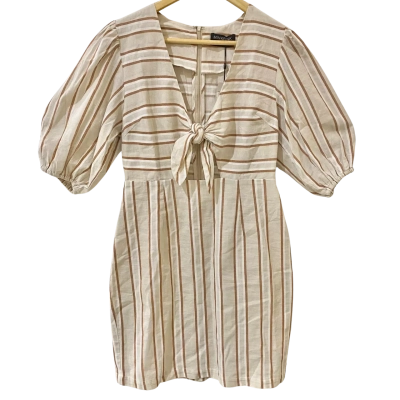 Minkpink Womens Size M Beige Striped Mini Dress