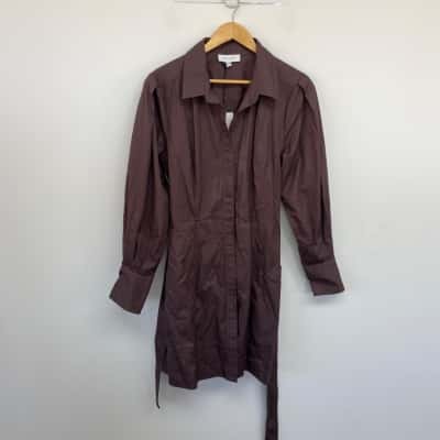 Witchery Raisin Organic Cotton Twill Midi Dress  Size 14 