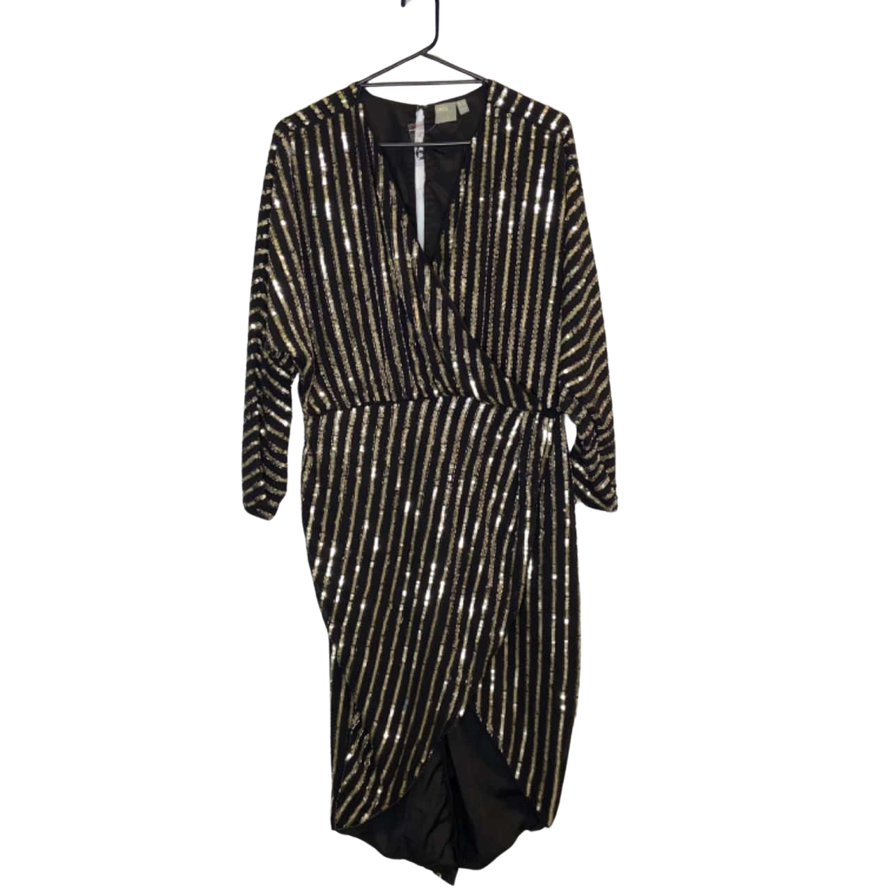ASOS Womens Size 16 Long Sleeve Maxi Sequin Dress Black/ Gold BNWT (s)