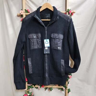 Mens Dissident Black Zipup Jumper Size M BNWT
