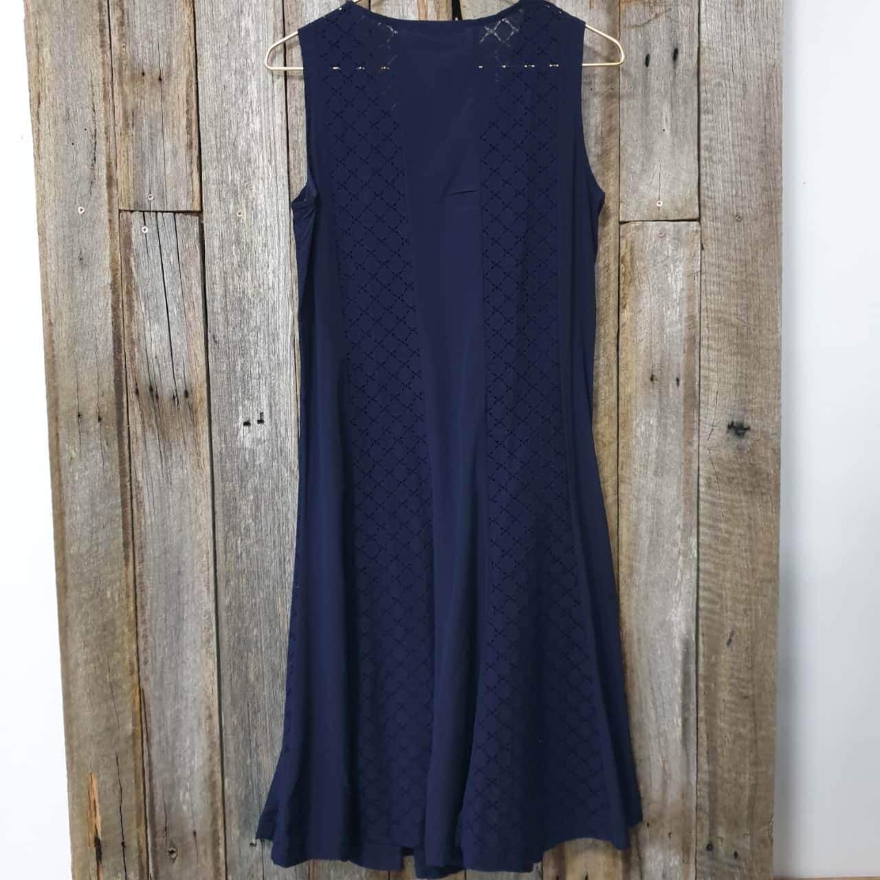 Women's Blue Illusion Navy Dress, Silk Blend Size XS