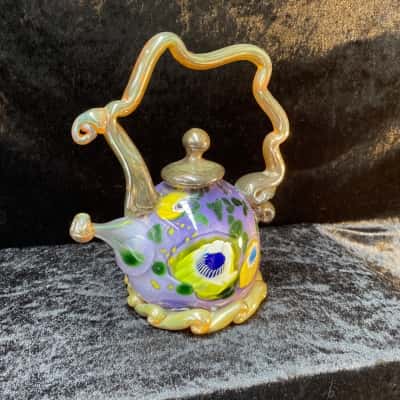 Paul Allen Counts Hand-blown Art Glass Teapot 