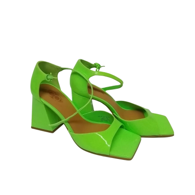 Womens COS  Neon Green Square-Toe Block-Heeled Sandals