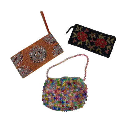 Beautiful Beaded Purse and Mini-Bag Bundle 3pcs