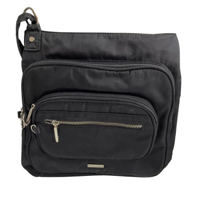 Womens Pierre Cardin Nylon Anti-Theft Crossbody Bag Black 