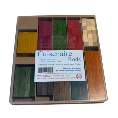 Vintage Cuisenaire Rods Numbers-in-Colour Mathematics Set (136 Pieces)