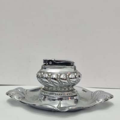 Vintage MTC Table Lighter And Matching Ashtray Stand Set