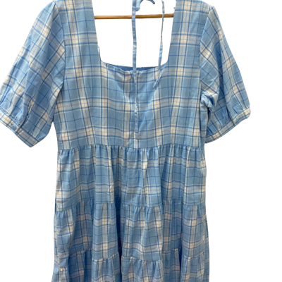 Dangerfield Womens  Size 16 Short Sleeve Dress  Blue / Checked 