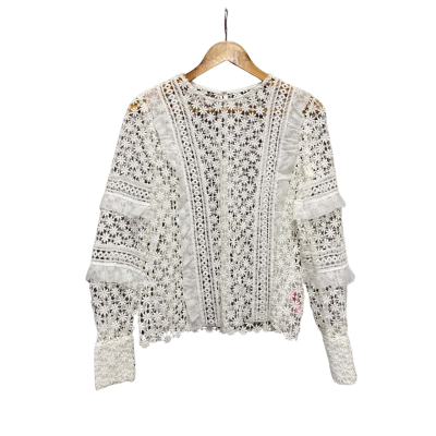 Self-Portrait  Womens  Size 10 Long Sleeve Top White 
