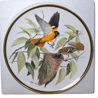 Franklin Porcelain Songbirds of the World Baltimore Oriole Plate 
