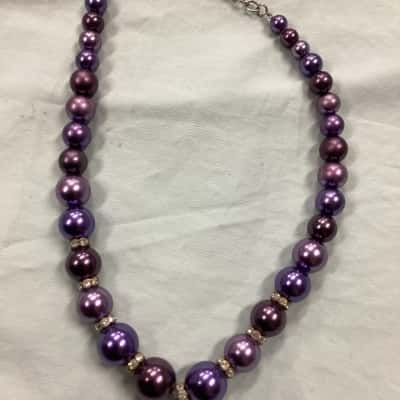  Kissaka Beaded Necklace Purple 