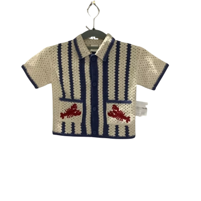 Zara Kids Kids Beige / Navy Blue Crocheted Top