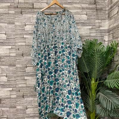 Boho Bird Womens  Size 18 Maxi Dress Blue / White 