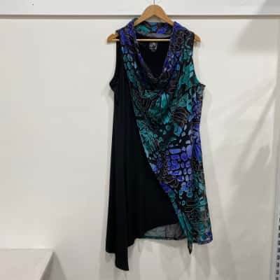 Taking Shape Womens  Size S Sleeveless Dress  Black  / Blue / Green 