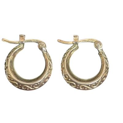  Sterling Silver 925 Hollow Hoop Earrings 