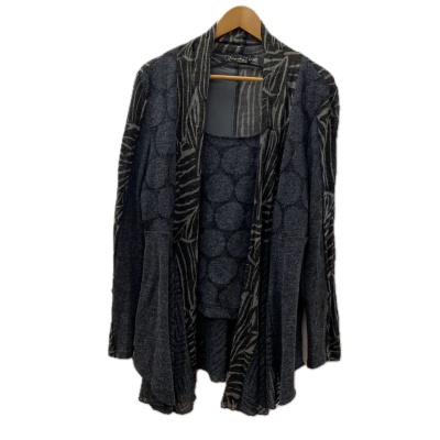 Jenny May Womens Top Size 14 Black  / Grey Jumper with Cardigan detail