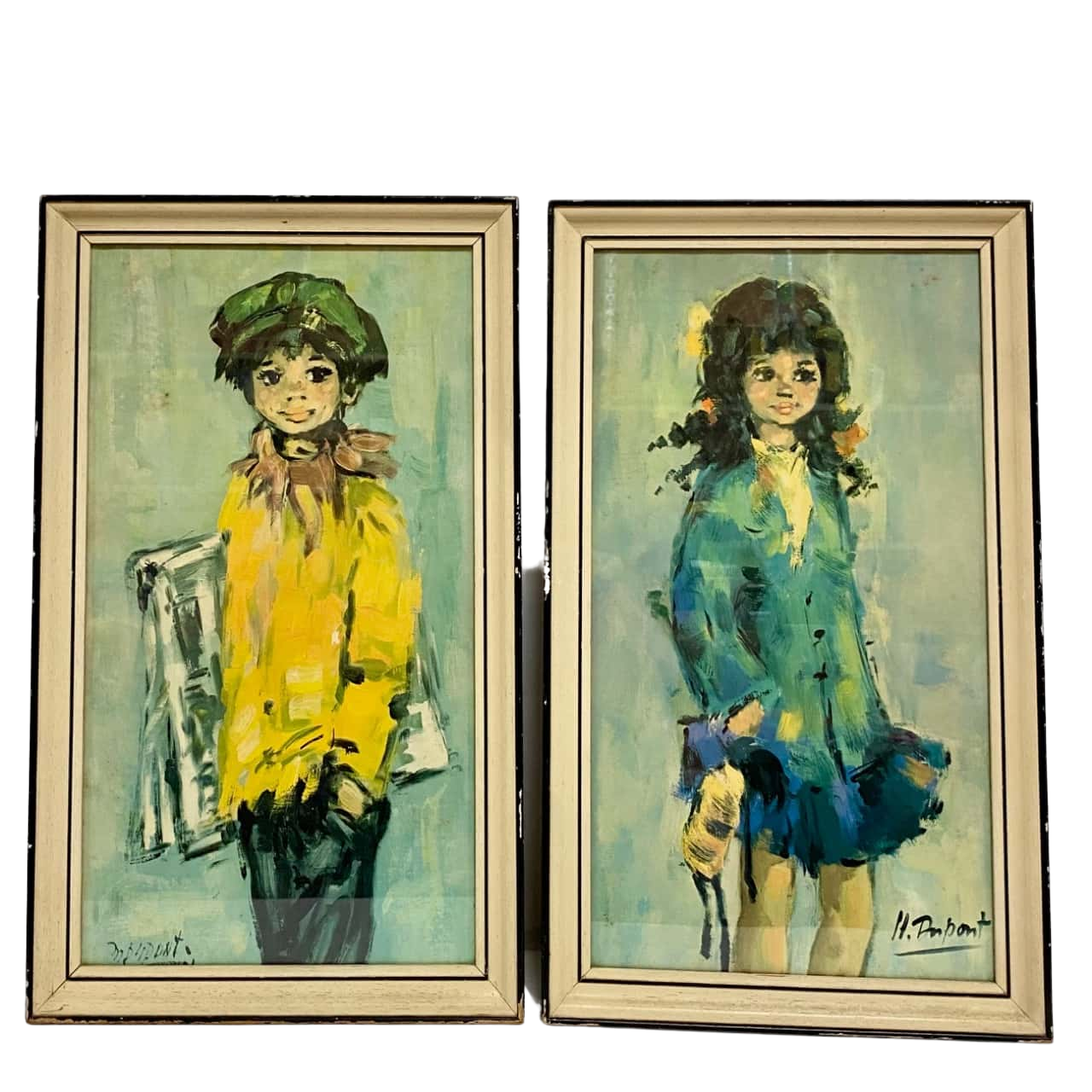 Pair of Vintage Framed Prints behind Glass (s)