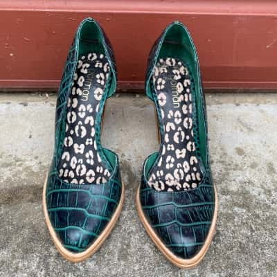 Gorman Womens Size 36 Black/Green Block Heels 