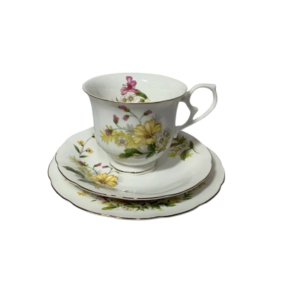 Royal Wessex "Clemenine" Floral Tang Shen Fine Bone China Cup Saucer & Plate