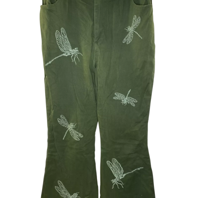 Dangerfield Womens  Size 14 Flared Pants Green / Pattern 