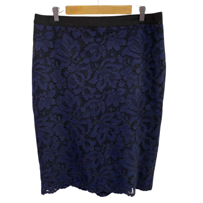 David Lawrence Womens  Size 14 Wrap Skirt Navy Blue 