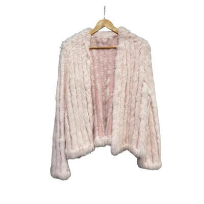  Womens  Size M / S Rabbit Fur Cardigan Pink  