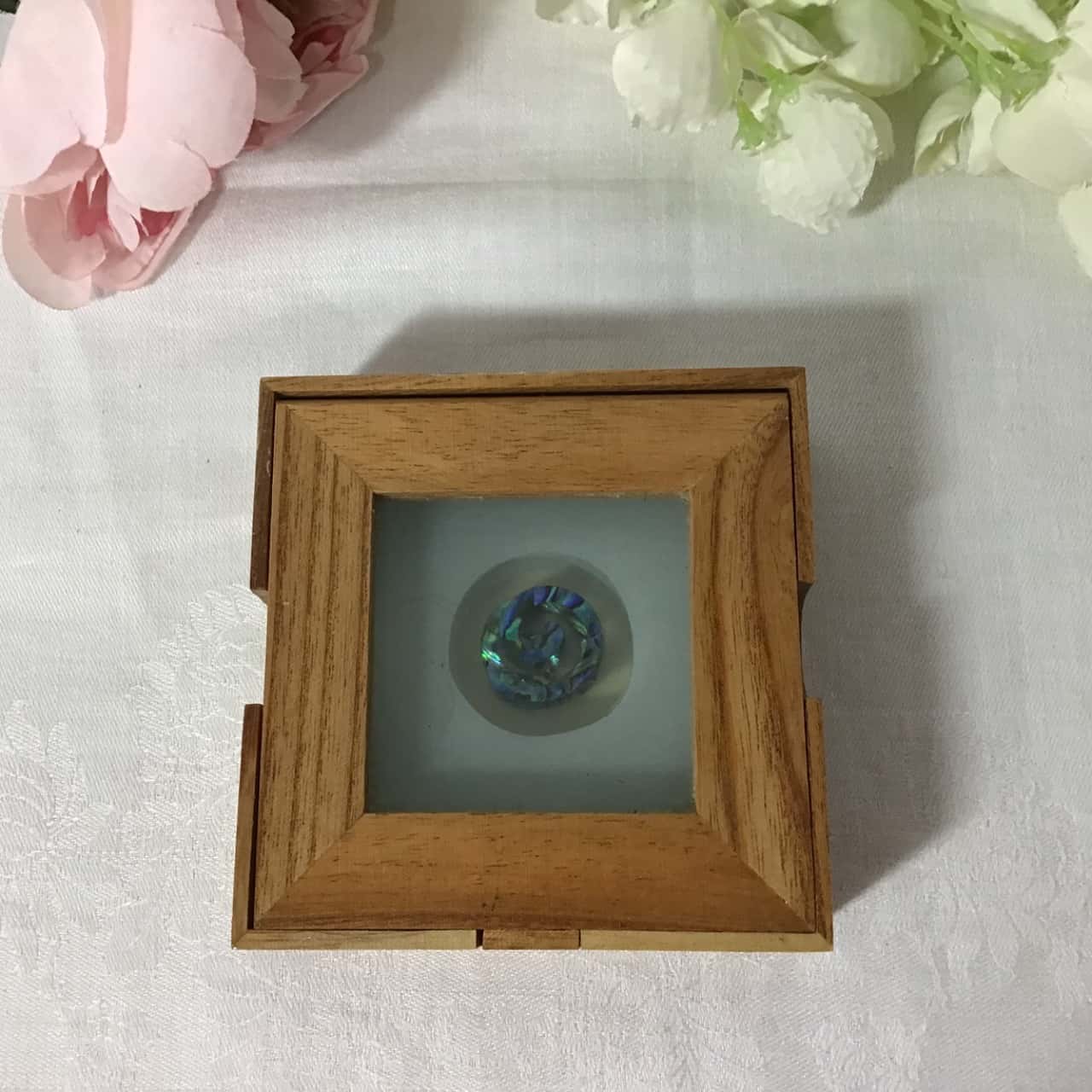 Smashing Glass Set of 4 Paua Shell Design / Frosted Glass Coasters in