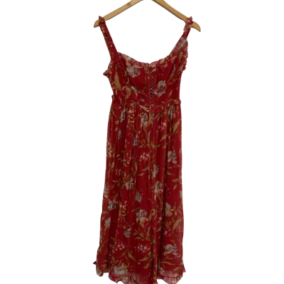  Women’s Size 2 Sleeveless Jumpsuit Floral / Red 
