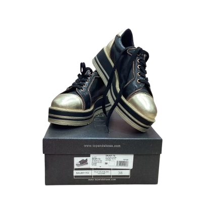Top End Womens Size 38 Pale Gold & Black Sneaker Shoes