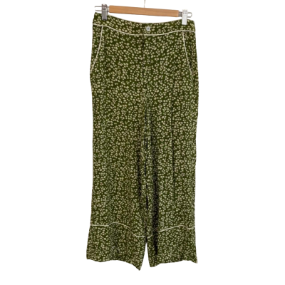 Afends Womens  Size 10 Wide Leg Pants Floral / Green 