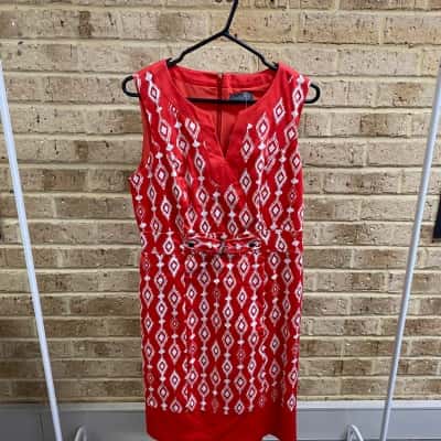 Jacqui-E Womens orange pattern dress Size 12 