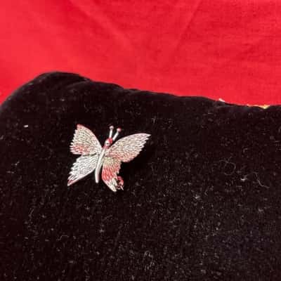 Emma Page Silver Butterfly Brooch Featuring A Textured Featherlike Design