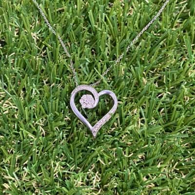 Womens 925 Silver Heart and Flower Pendant on 925 Silver Chain